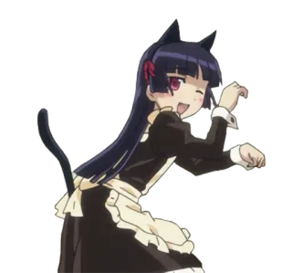 😉 Anime, Gadis kucing, Maid, Kawaii, Manga telegram sticker