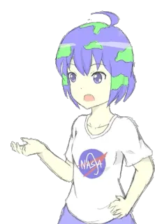 😑 NASA earth-chan, nasa, anime, mangá, planeta, fofo telegram sticker