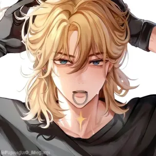 💠 anime, male, blonde, piercing, character, illustration, drawing whatsapp sticker