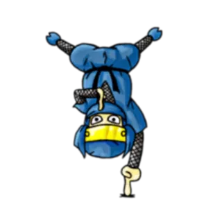 🙃 Ninja, Dessin animé, Arts martiaux, Combat, Bleu, Bande dessinée telegram sticker