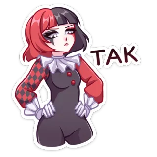 😠 TAK Kartun, Perempuan, Harlequin, Badut, Karakter telegram sticker