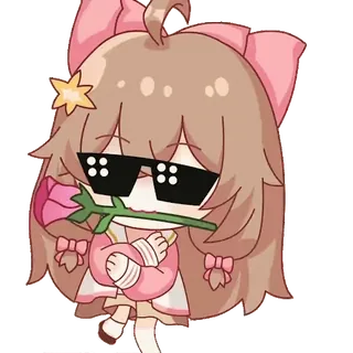 😎 fille anime, chibi, rose, mignon, dessin animé, autocollant whatsapp sticker