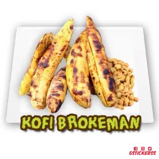 🍌 KOFI BROKEMAN 食べ物, プランテン, 焼きプランテン, コフィブロケマン, ストリートフード telegram sticker
