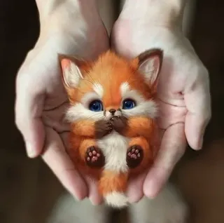 🤲 fox, cute, animal, kawaii, digital art, illustration, furry telegram sticker