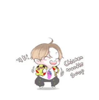 🕺 Chicken noodle soup kreskówka, słodkie, kpop, rosół z makaronem telegram sticker