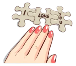 💖 I LOVE YOU amor, rompecabezas, mano, uñas, romance, relación telegram sticker