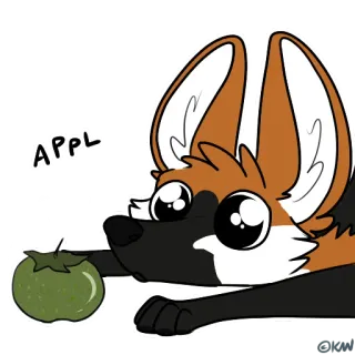 🍏 APPL cane, mela, cartone animato, carino, adesivo telegram sticker