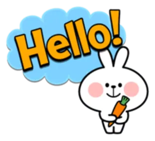 ✋ Hello! Hase, süß, Karotte, Hallo, Gruß telegram sticker