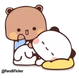 ❤ fofo, ursos, desenho animado, animal, abraço, sonolento, dormindo, casal telegram sticker