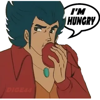 🍎 I'M HUNGRY thức ăn, đói, ăn, phim hoạt hình, hoạt hình, người đàn ông, đồ ăn nhẹ telegram sticker
