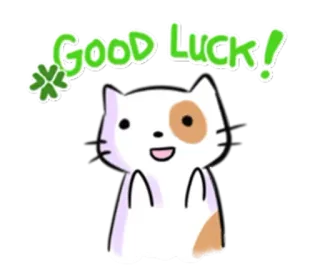 😃 Good Luck! chat, bonne chance, autocollant, chance, trèfle à quatre feuilles, mignon, salutation telegram sticker