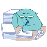 😞 고양이, 책상, 종이, 업무, 사무실 telegram sticker