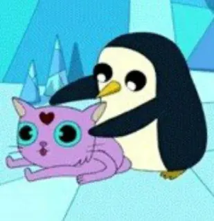😽 Gunter Adventure Time penguin, cartoon, cat, animation, cute, fantasy, Gunter telegram sticker