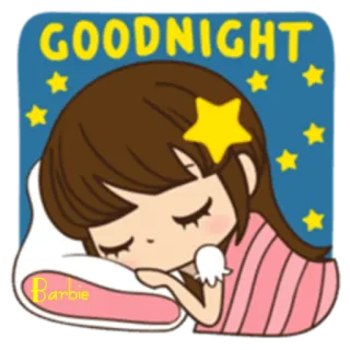😴 Barbie GOODNIGHT Barbie спокойной ночи, сон, милый, мультфильм, аниме, звезды telegram sticker