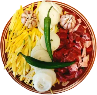 🥕 jedzenie, płow, składniki, mięso, warzywa, gotowanie telegram sticker