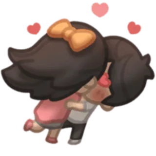 😍 liefde, romantiek, stel, knuffel, harten, cartoon telegram sticker