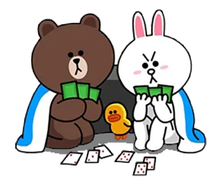 🃏 Brown медведь, кролик, игральные карты, милый, животные, Line Friends telegram sticker