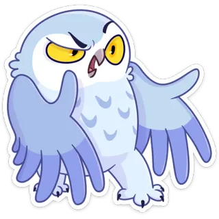 🤨 búho, dibujo animado, pegatina, pájaro, enojado, dedo medio whatsapp sticker