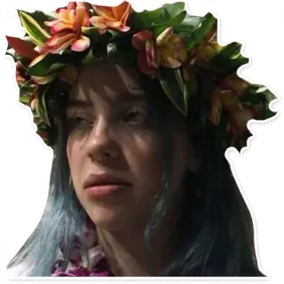 👩‍🌾 Billie Eilish билли айлиш, певица, знаменитость, венок из цветов, портрет telegram sticker