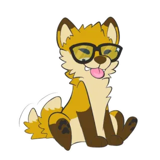 😄 fox, animal, glasses, cartoon, cute, furry, yellow telegram sticker