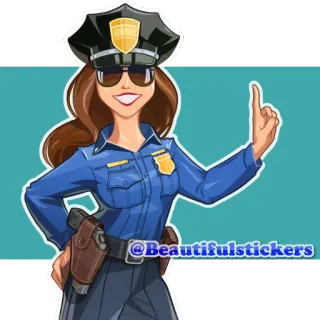 👮 @Beautifulstickers mulher, polícia, uniforme, desenho animado, oficial telegram sticker