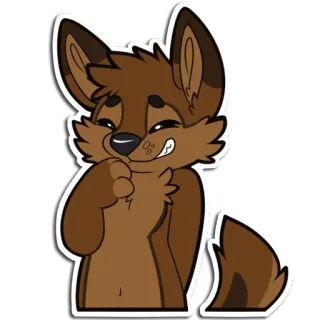 😁 furry, wolf, canine, blushing, shy, cute, cartoon, animal telegram sticker