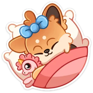 😴 tidur, imut, binatang, kartun, bantal, selimut, relaksasi whatsapp sticker