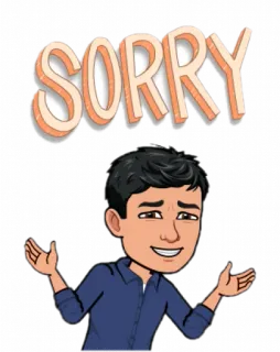 😔 SORRY извинения, извини, выражение, мультфильм, Bitmoji telegram sticker