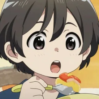 🌊 อนิเมะ, กิน, อาหาร, เด็ก, คาวาอิ, น่ารัก, การ์ตูน telegram sticker