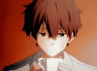 🙂 Anime, Junge, Tee, Kaffee, Porträt telegram sticker