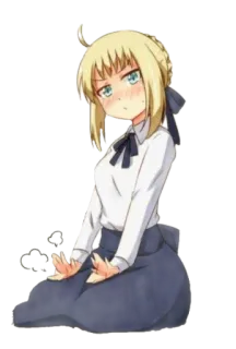 😳 Saber Fate/stay night อนิเมะ, น่ารัก, เขินอาย, ผู้หญิง, คนรับใช้, ราชา telegram sticker