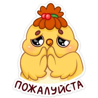 🙏 ПОЖАЛУЙСТА mignon, oiseau, suppliant, supplier, kawaii, dessin animé telegram sticker