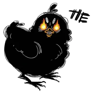 😠 THE kurczak, ciemny, zły, ptak, zwierzę, oczy, kreskówka, potwór telegram sticker