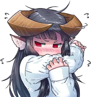 😳 anime girl, demon girl, horns, cute, blushing telegram sticker