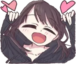 😍 Anime, Cartoon, Mädchen, Herzen, Süß, Kawaii telegram sticker