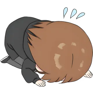 😮‍💨 Anime, Reverência, Desculpa, Desculpa, Desenho animado, Personagem telegram sticker