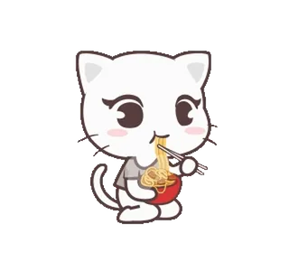 🍜 gato, fideos, kawaii, comiendo, lindo, ramen whatsapp sticker