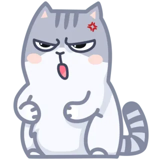 🤬 gato, zangado, fofo, desenho animado, animal, felino, cinza telegram sticker