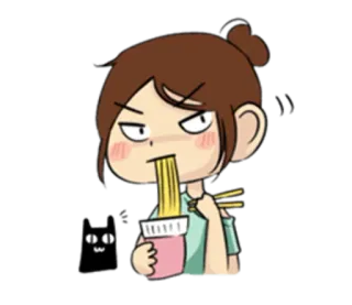🍜 dessin animé, manger, nouilles, animé whatsapp sticker