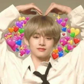 😀 V Kpop, BTS, ハート, キム・テヒョン, ファンアート, 愛 telegram sticker