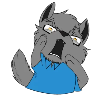 🙀 Lobo, Furry, Dibujo animado, Enojado, Gritando, Molesto, Animal telegram sticker