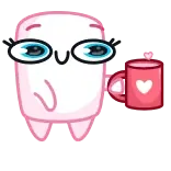 ☕️ cartoon, character, cute, marshmallow, heart, mug telegram sticker