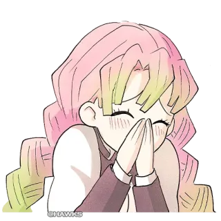 ☺️ Mitsuri Kanroji Demon Slayer Anime, Niedlich, Charakter, Lächelnd, Anime Mädchen whatsapp sticker