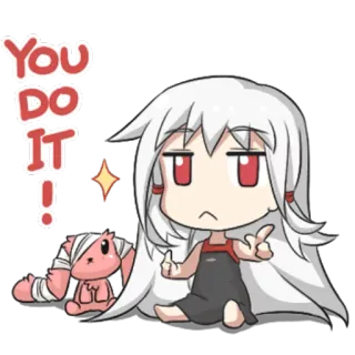 🍃 YOU DO IT! anime, cute, cartoon, girl, rabbit, encouragement telegram sticker