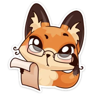 🤓 lis, zwierzę, kreskówka, okulary, zwój telegram sticker