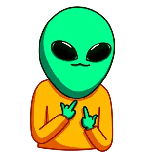 🖕 alien, middle finger, cartoon, offensive, gesture whatsapp sticker
