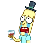 😭 Mr. Poopybutthole Rick and Morty Mr. Poopybutthole, Rick y Morty, dibujos animados, triste, llorando, bebida, personaje telegram sticker