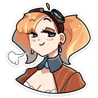 ⭐ vrouw, steampunk, cartoon, personage, bril, animatie whatsapp sticker