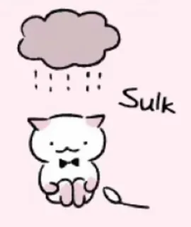 😔 Sulk Katze, traurig, schmollend, niedlich, Cartoon, Regenwolke telegram sticker