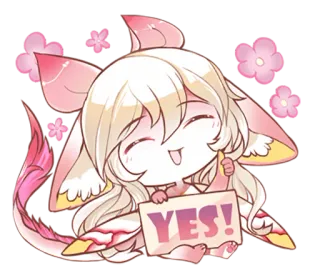 😄 YES! Anime, Chibi, Oui, Affirmatif, Kawaii, Mignon whatsapp sticker